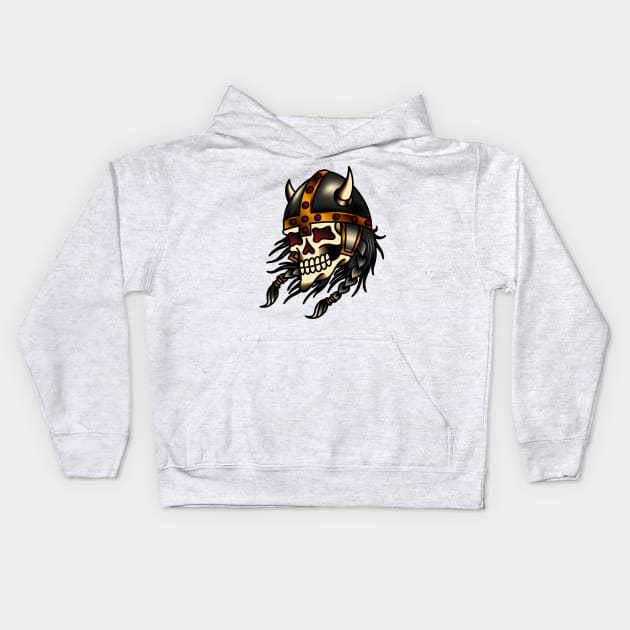 Viking Skull Kids Hoodie by OldSalt